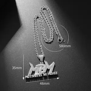 High Quality Fashion Hip Hop Zircon Mbm Letter Pendant Necklace Men's Jewelry Gift