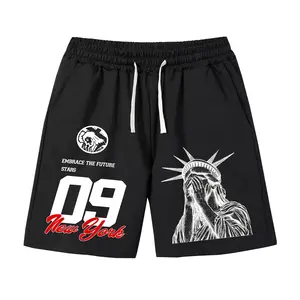 Men's Summer Cotton Drawstring Shorts Loose Fit Fashion Casual Liberty Statue Print Shorts Elastic Waist Pocket Pants for Vacation Commuting Fishing Basketball Camping Gym Fitness Work Best Gift for Boyfriend Husband