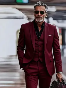 Men's 3pcs Suit Set - Single-Breasted Lapel Suit & Vest with Matching Trousers, Solid Black Wedding/Work/Party Dress, 3pcs Formal Attire for Business, Wedding Party, Year-Round Wear - Hand Wash/Dry Clean (No Stretch Fabric) - Ideal Gift