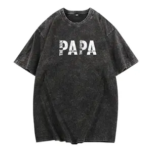Vintage Washed T Shirt Celebrating PAPA The Man Myth Legend Hero Suitable for Father Fans