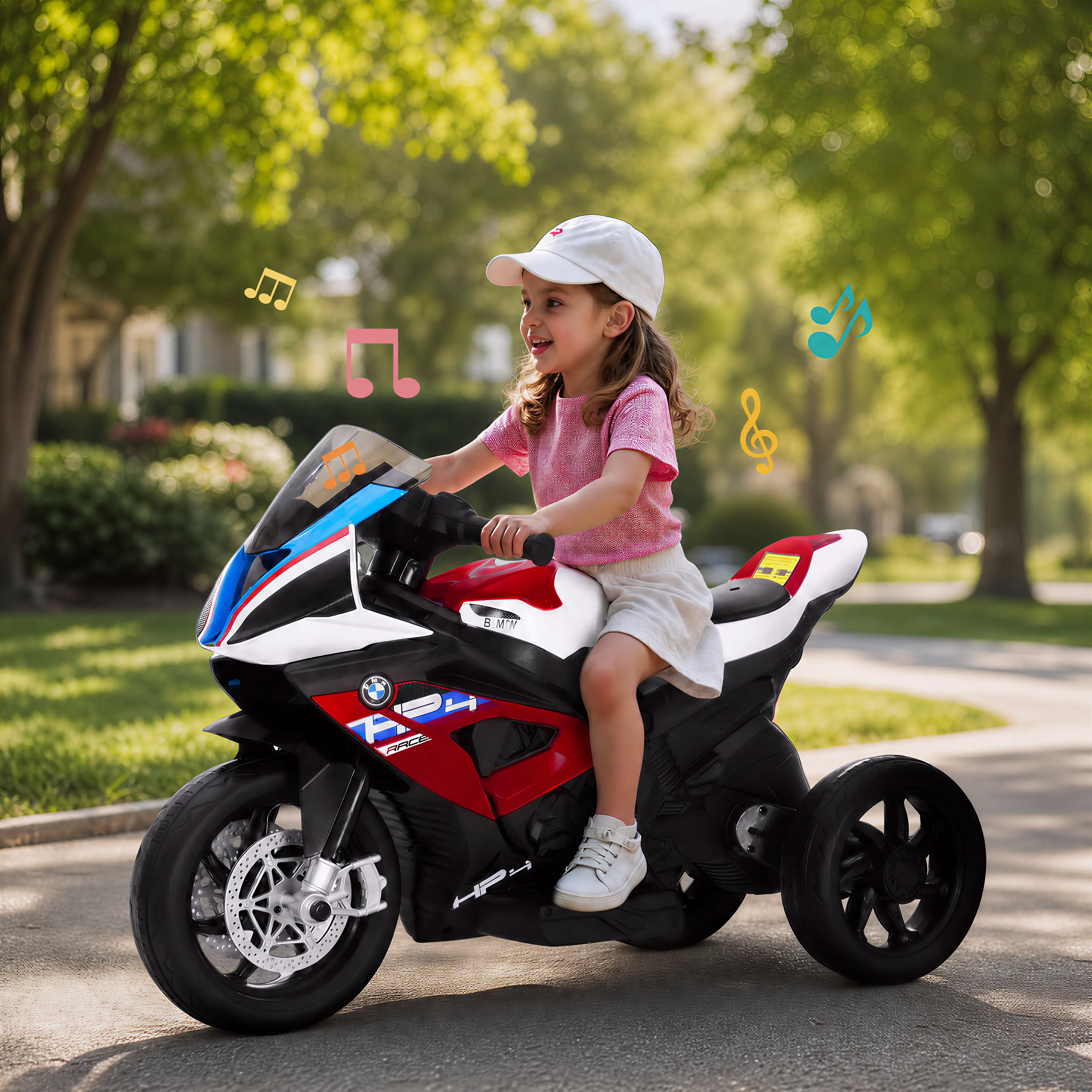 [SummerSale] PHIVILLA Kids Electric Motorcycle with BMW Authorized, 12V Ride on Toy for Toddlers Battery Powered 3-Wheel Stable Design with Horn, Music & LED Lights