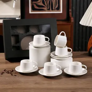 3.5oz Simple Ceramic Tea Cup and Saucer Set, Perfect for Turkish Coffee/coffee/latte/arabian Tea, Ideal Gift for Family Friends Lover