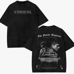 Supernatural Washed T-Shirt, Supernatural Vintage Washed T-Shirt, Gift For Woman and Man Unisex Washed graphic T-Shirt Casual Cotton Fashion Top Fabric y2k,soulja,concert,Halloween,Gothic,Vintage,Streetwear Graphic 9JG HCK