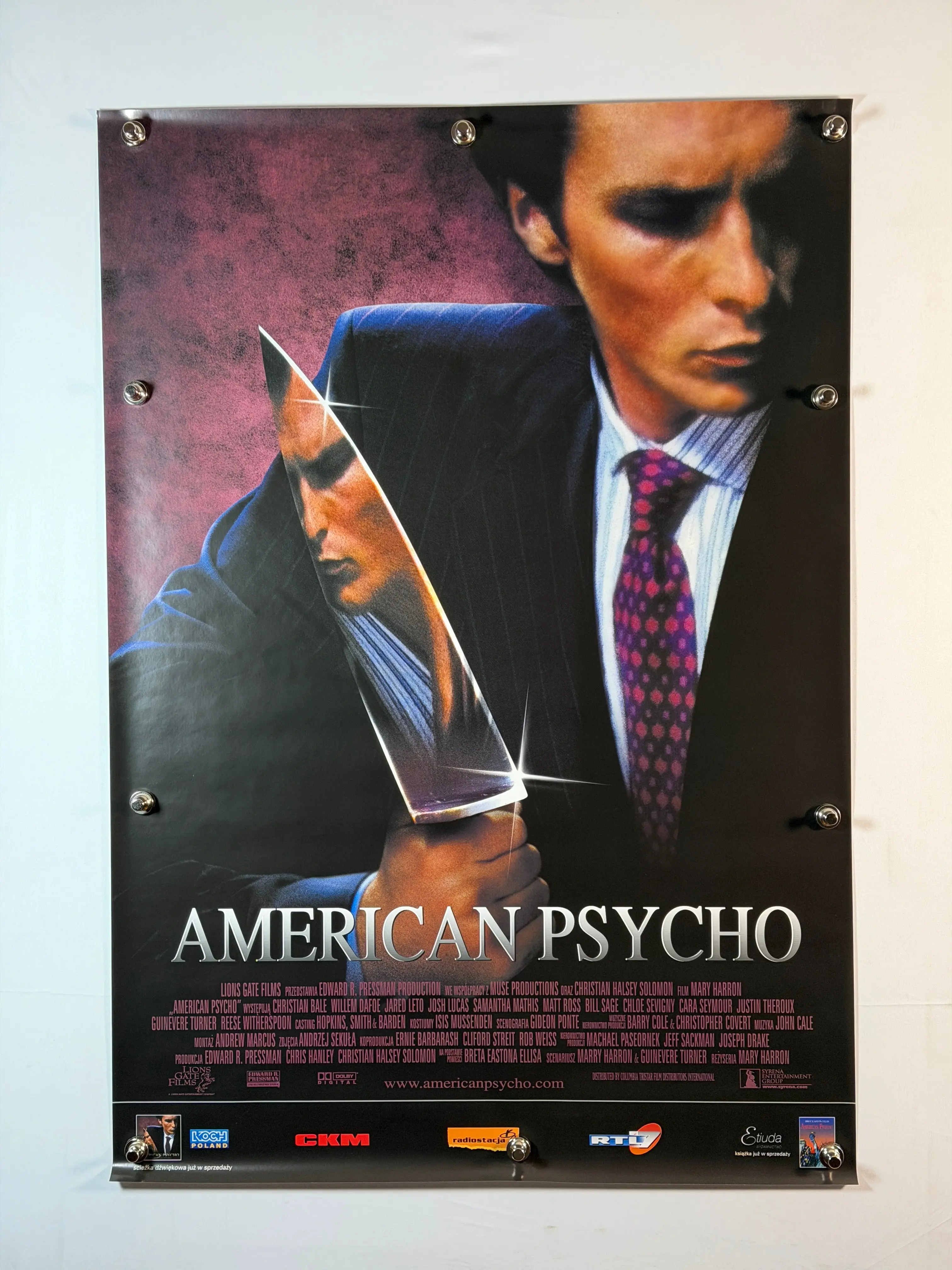 2000 American Psycho Original Polish Thriller Movie Poster, 27X39" in Single Side Rolled Tube Original Print, Wall Display Decor for Home with Christian Bale, Willem Dafoe, Movie Fans