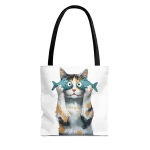 Cat with fish glasses Tote Bag