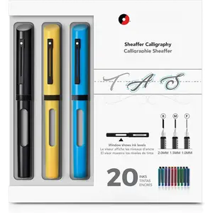 Calligraphy Maxi Kit with Black, Yellow, and Blue Pens and Assorted Nibs and Inks