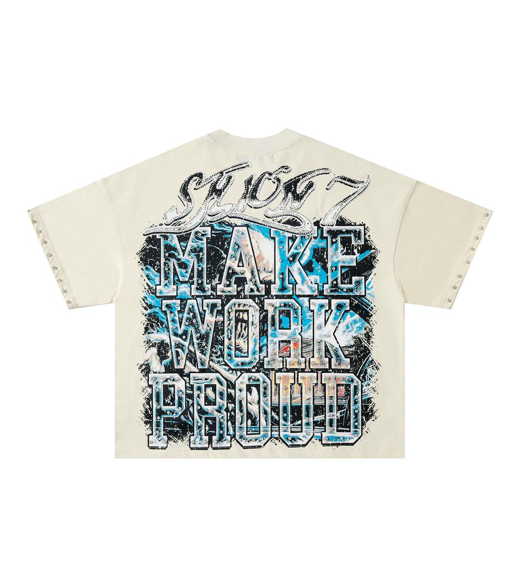 American Rhinestone Studded Skull Baggy Fit Tee | Gothic Y2K 100% Cotton Graphic Men's T-Shirt