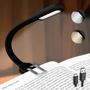 Slim Rechargeable Book Reading Light, Eye Caring LED with 4 Color Temperatures, Protable Clip on Book Light for Reading in Bed & Travelling. Prefect Elegant White  for Book Lover.(Black)