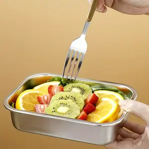 3-Piece Stainless Steel Food Container Set - Leak-Proof, Stackable, and Reusable for Easy Storage - Perfect for Travel, Outdoor, Picnic, and Kimchi Refrigerator Storage