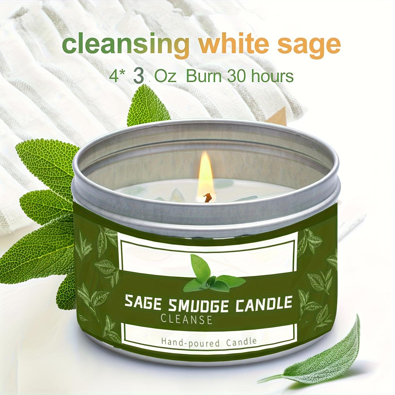 Sage & Palo Santo Purifying Aromatherapy Candle 2/4 Pack 3oz Soy Wax Tin Candle 24-Hour Long Burn Home Purification Meditation Housewarming Gift， decor
