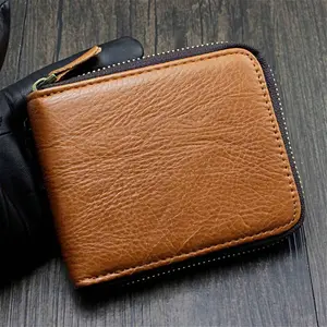 Mens Genuine Bifold Leather Wallet With Zip Cash Coin Pocket Luxurious Quality