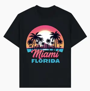 100% cotton Miami Florida printed T-shirt, unisex, machine washable