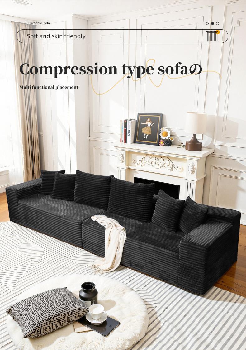 【2 Packages Shipping】135.8"L-Shaped Boneless Sectional Cloud Couch Corduroy Velvet Modular with Chaise No Assembly Required Sofa Living Room Furniture 105.9"