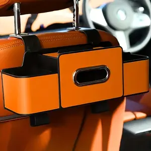 1pc Car Seat Back Storage Bag, Car Seat Organizer with Paper Towel Holder, Adjustable Hook, Dual Layer Design for Snacks and Drinks, Durable Abs Material