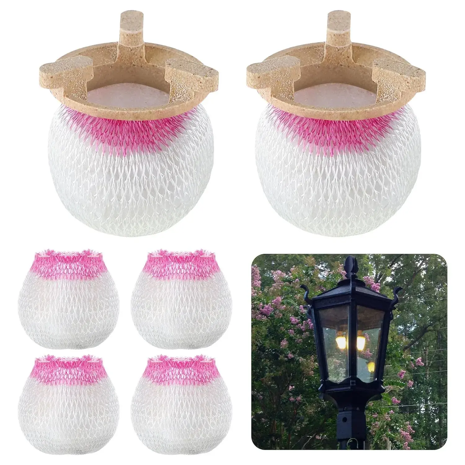 6 Pcs Gas Lamp Mantles with 2 Porcelain Attachment Ring, Soft Inverted Mantle, Lantern Mantles, Gaslight Mantles, for Outdoor Gas Lights, Standard Gas Lamps, Inverted Gas Mantles