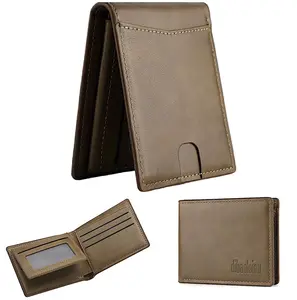 Men’s RFID-Blocking Bifold Leather Wallet with Outer Pocket Card Holder