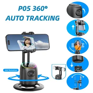 Auto Tracking Phone Holder, Smart Face & Object Tracking Tripod, 360° Rotation Portable Selfie Stick, All-in-One Cameraman Robot Mount with Fast Tracking, for Phone Video Vlog Live Streaming, Smartphone Camera Accessories (Black)