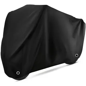 Motorcycle Cover Waterproof Sun with Lock-Holes & Storage Bag Heavy Duty Material, Fits up to 96" Harley Davison and All Motors (XL Black)