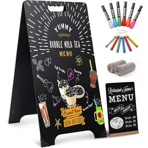 A-Frame Chalkboard Sign 16x32 Double-Sided Sandwich Board with 8x12 Bonus Small Chalkboard, 6 Liquid & Solid Chalk Markers, Folding Outdoor Sign for Business, Restaurants, Weddings & Events