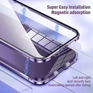 Double Sided Glass Magnetic 360° Full Cover Protection Cases For iPhone 17 16 15 14 13 12 Pro Max Air Plus Case With Camera Lens