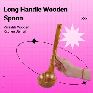 Long Handle Hot Pot Spoon, Non-Stick Porridge Spoon, Oil Spoon, Kitchen Wooden Spoon, 1 Piece, Ideal for Cooking and Serving, Nonstick Cooking Spoon