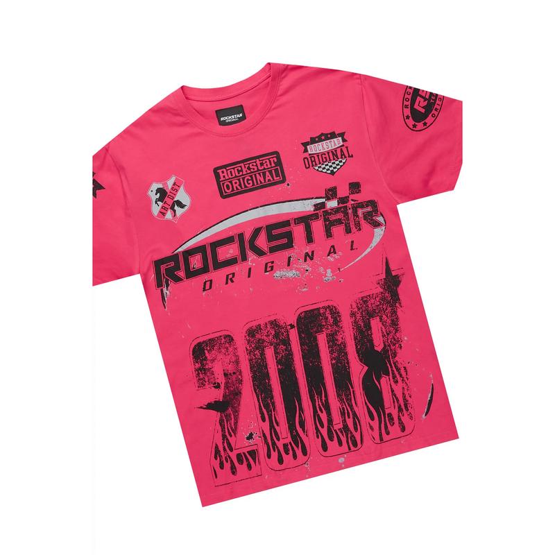 Amos Fuschia/Black Graphic T-Shirt Short Set