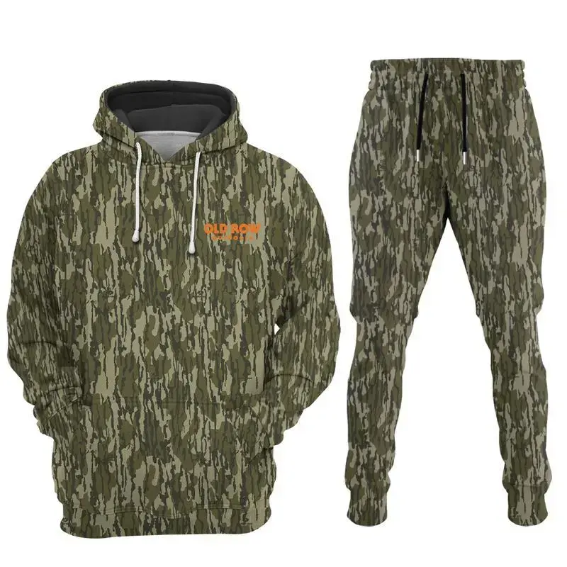 Mossy Oak x Old Row Outdoors Hoodie Sweatpants Old Row Hoodie Bottomland Mossy Oak Hoodie for Men Women Camouflage Pullover Hoodie Joggers Outdoor Gift for Hunter