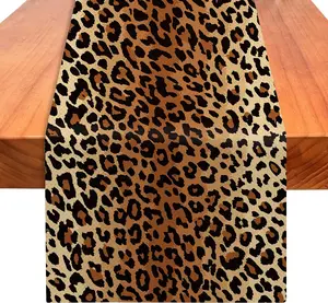 Leopard Print Table Runner 72 Inches Long,  Style Table Runner Dresser Scarves,  Safari Burlap Dining Room Table Decor for Kitchen Farmhouse Indoor Outdoor  Party