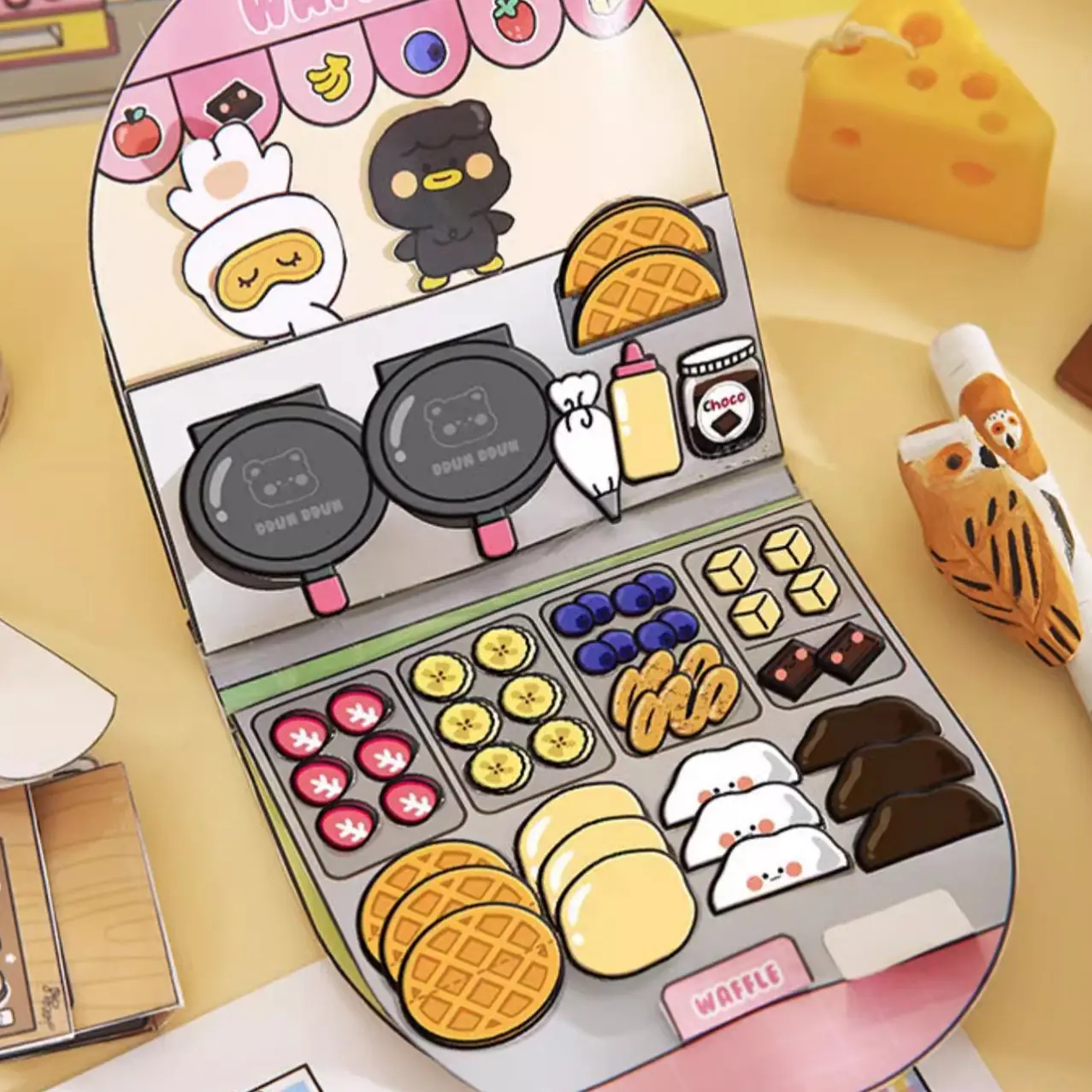 Waffle Design DIY Sticker Book, DIY Waffle Bread Sticker Book Quiet Book for Fun, Craft Project, Decoration for Home, Fun Handmade Gifts