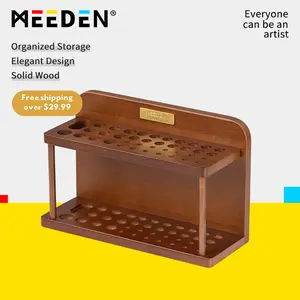 MEEDEN PRO Paint Brush Holder - Wooden Paint Brush Organizer - Paint Brush Holder for Artist - Art Supply Storage for Desk, Arts and Crafts Multifunctional Stationery
