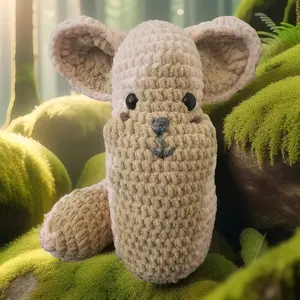Crochet Chinchilla Pink with Big Ears and Floppy Tail - Soft Plush Toy