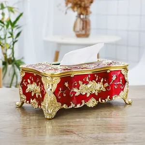 European Classical Rose Paper Towel Box, Elegant Home Decor Accessory, Stylish Storage Solution for Kitchen & Bathroom, Bathroom Decorations