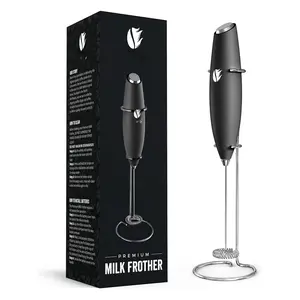 Milk Frother Handheld For Coffee - Electric Hand Blender  Mini Drink Mixer Whisk & Foamer Wand With Stand Lattes Cappuccino Matcha And Hot Chocolate Kitchen Gifts Black