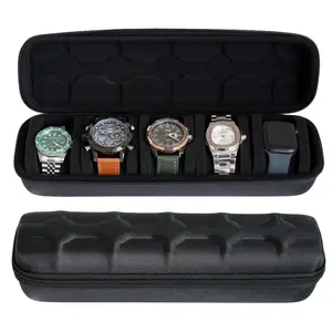 5-Compartment Independent Compartments Business Men's Watch Collection Box, Large Capacity Hard Shell Storage Box, Watch Protector, Suitable for Most Watches