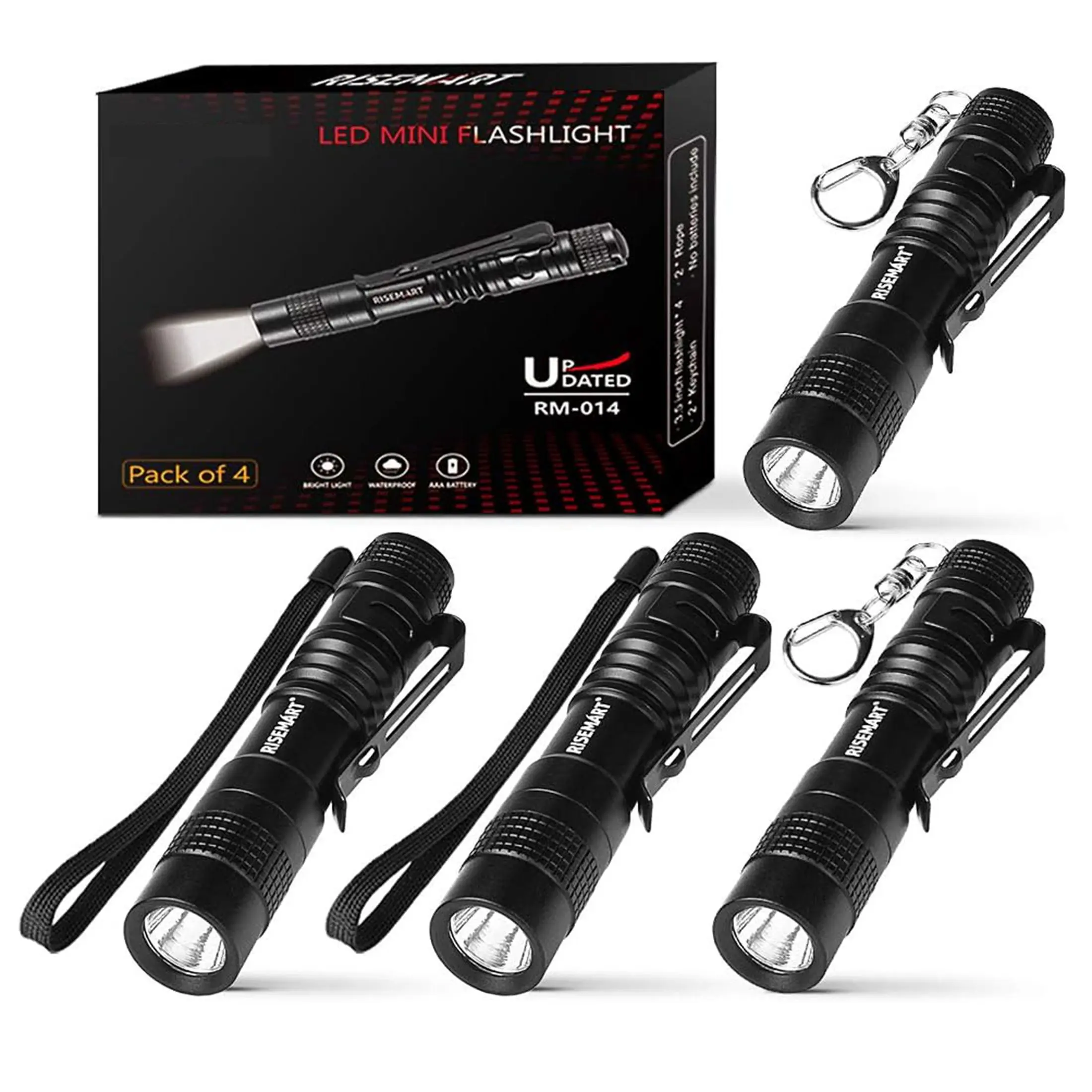 KERNOWO Super Small Mini Flashlight AAA 100 Lumens Ultra Bright LED Pen light Pocket Clip Tactical Torch Lamp(3.5"),1 Count, 4Count, Camping