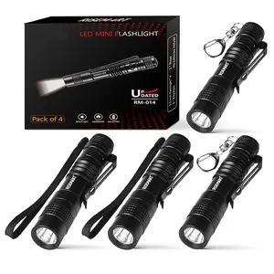 KERNOWO Super Small Mini Flashlight AAA 100 Lumens Ultra Bright LED Pen light Pocket Clip Tactical Torch Lamp(3.5"),1 Count, 4Count, Camping