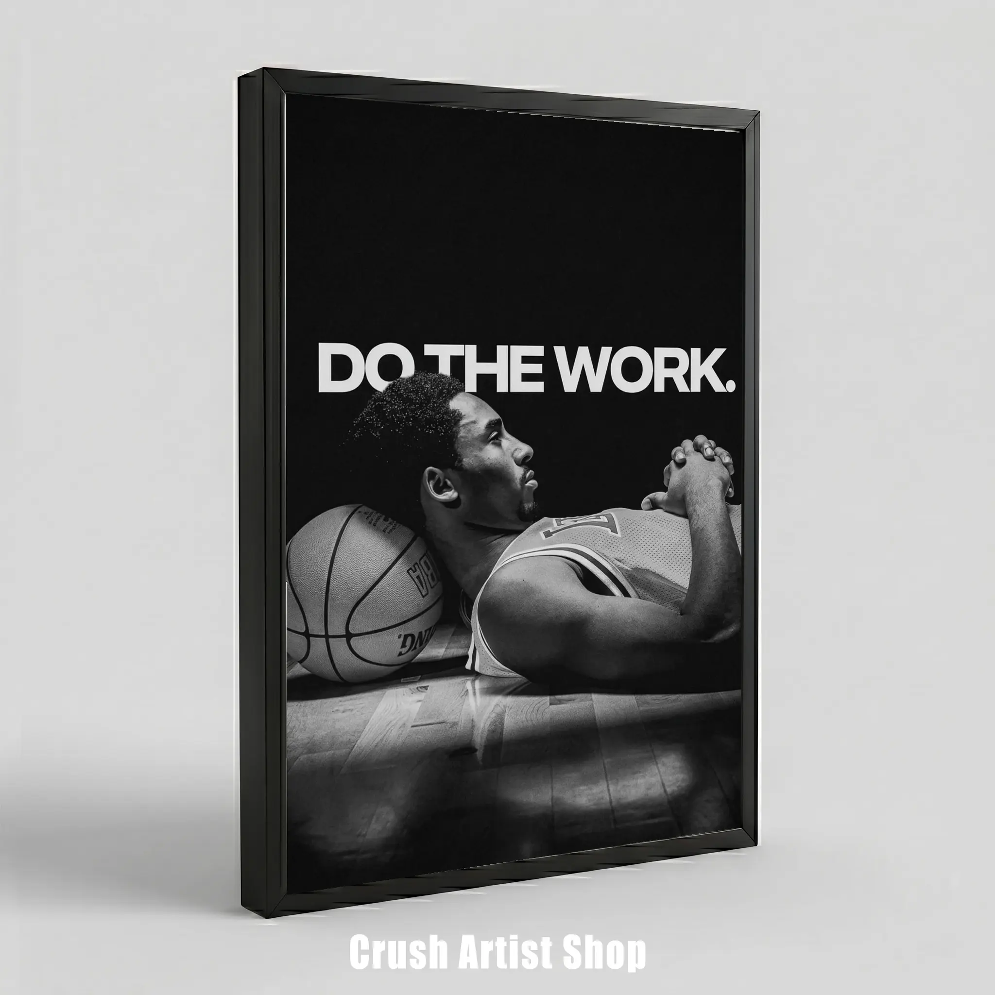 Basketball Icons Poster Do The Work Wall Art Mamba Mentality Print Motivational Sports Decor Gym Typography Quote Solid Wood Frame Waterproof Design