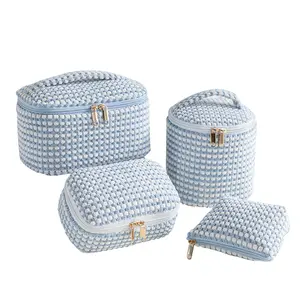 wudygirl 4-Piece Corduroy Travel Organizer Set, Large-Capacity Multi-Purpose Storage Bags, Multifunctional Cosmetic Bag for Daily & Travel Use