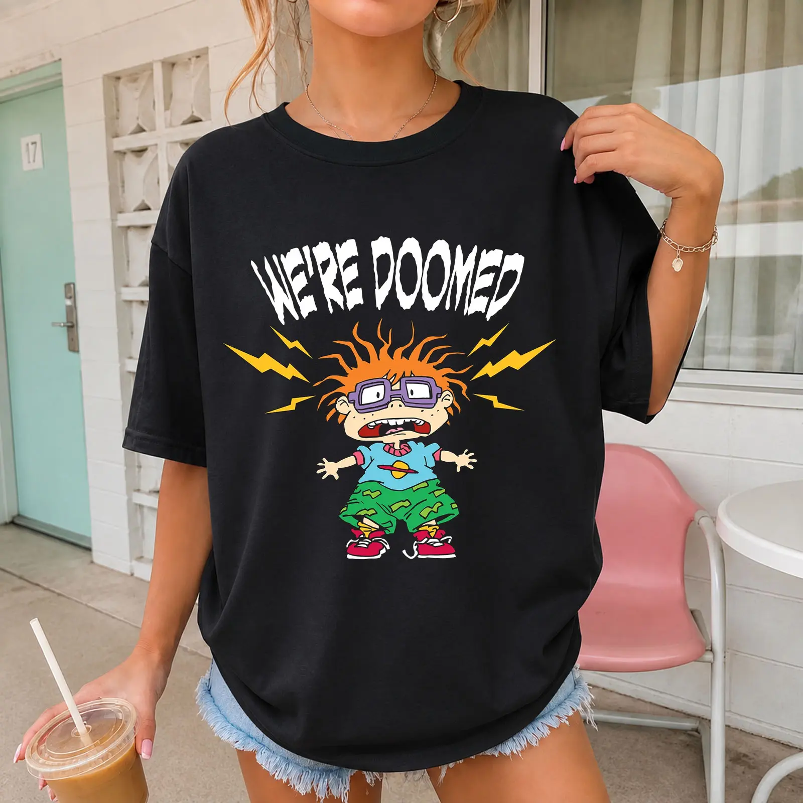 Rugrats We're Doomed Shirt | Chuckie Finster Panic Meme Tee | 90s Vintage Cartoon Oversized Shirt Women