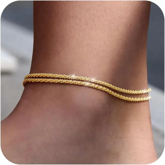 FREEKISS Ankle Bracelets For Women Glitter Waterproof Adjustable Anklet For Women Layered Anklets Summer Beach Anklet For Women Gift For Christmas Fashionable Accessory Jewelry homeessentials