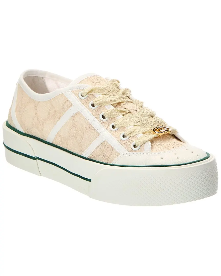 Gucci GG Lace Up Embroidered Canvas Sneaker