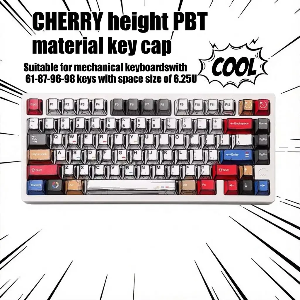 Mixed Color Keycap, PBT Material Cherry Height Keycap, Mechanical Keyboard Keycap for 6.25U Space 61 68 75 87 98 100 104 108 Keyboard