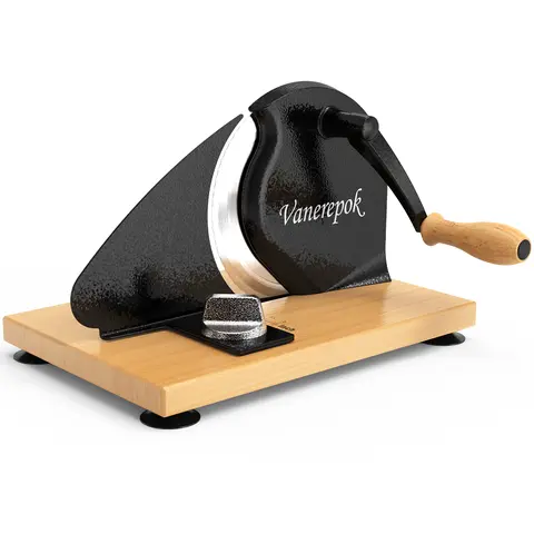 VANEREPOK Manual Bread Slicer for Homemade Bread, Hand Crank Sourdough Bread Slicer, Adjustable Thickness, Evenly Slicing, Easy Cutting for  Soft and Crusty Bread