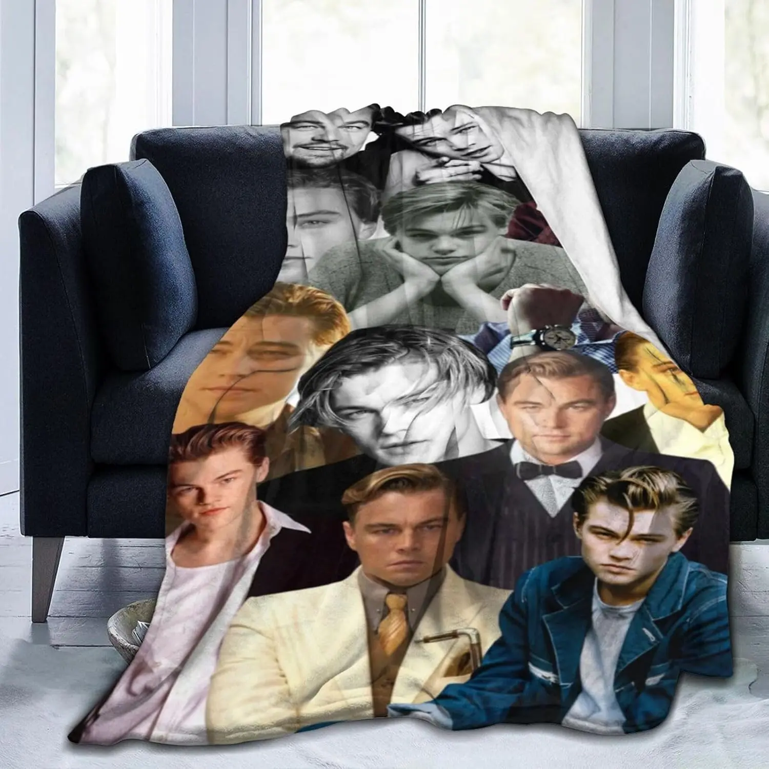 Super Fluffy Leonardo DiCaprio Blanket, 40"x30" Non-Shedding Wool Fleece Throw, Soft Comfortable Machine Washable Blanket for Home Decoration, Sofa Use, Christmas Gift, Celebrities