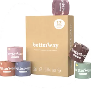 Natural Brown Bamboo Toilet Paper Long-Lasting Rolls