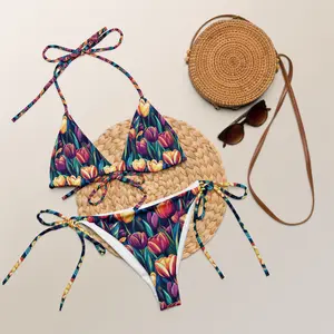 Colorful Tulip String Bikini - Triangle Bikini Top  - Gift Ideas For Mom - Womens Bikini Set - Bachelorette Party Panties  - Gifts For Girlfriend - Parade Underwear - Parade Underwear
