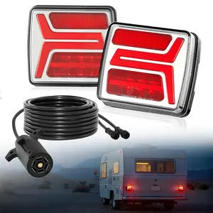 VEVOR Trailer Lights, 2PCS 12V Square Magnetic LED Trailer Tail Lights Kit with Stop Brake Turn Tail License Lamp, Waterproof Tow Lighting Kit with Wiring Harness for Boat Truck Camper RV Snowmobile