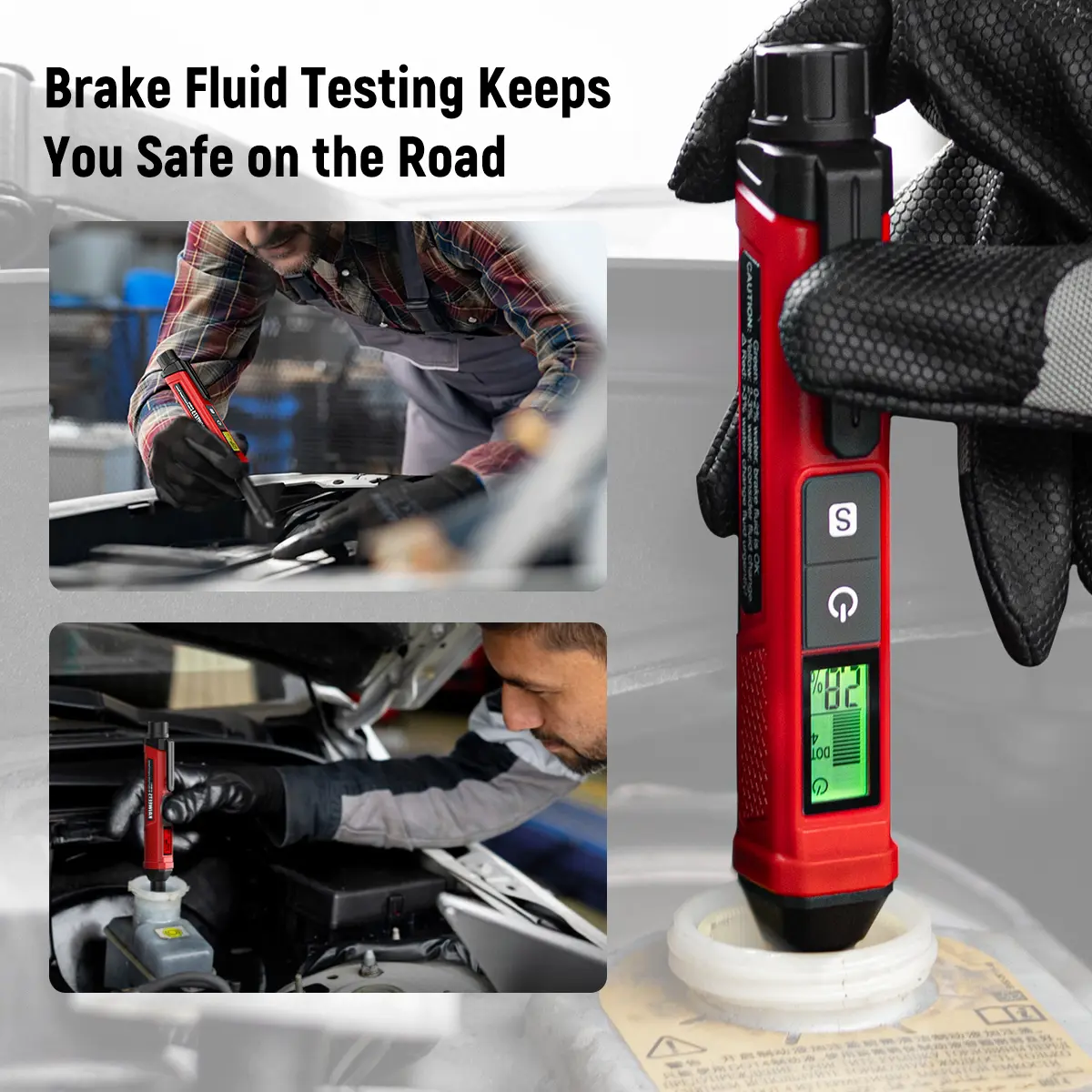 High-Precision Brake Fluid Moisture Tester Pen, Vehicle Accessories with Corrosion-Resistant Probe, Data Hold, Buzzer Alarm, 3-Color Backlight, Calibrated for DOT3, DOT4, DOT5.1
