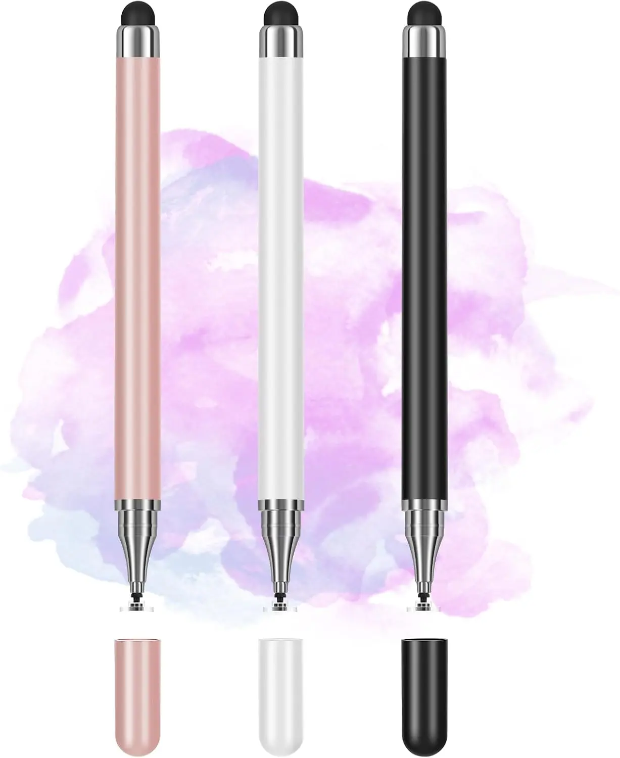 3-Pack Digital Smart Stylus Pen Accessories for All Touchscreen Devices, 2-in-1 Precision Disc Tip Stylus Compatible with Android, iOS, Smartphone - Ideal for Writing, Drawing