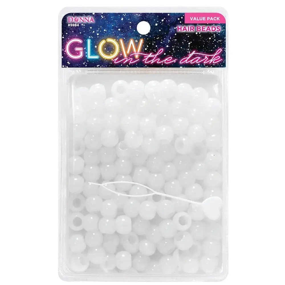 Donna Glow in the Dark Hair Beads 13x11mm with Quick Beader Tool for Braiding, White Pony Beads Bulk DIY Hair Braiding Projects 1PC